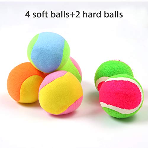 Elcoho Toss and Catch Ball Set Paddle Catch Ball and Toss Game 4 Hook and Loop Adjustable Self-Stick Paddles 6 Balls with Storage Bag for Outdoor Activities (4 Colors)