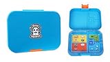Leakproof Bento Box with Removable 4 Section Tray | Nontoxic, Easy to Clean, for Kids & Adults | 16 Bonus Lunchbox Notes by Three Squares, (Blue Skies)