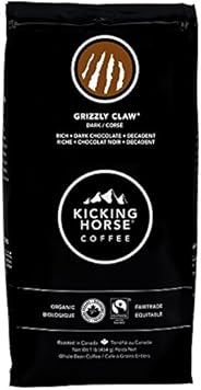 Kicking Horse Coffee, Grizzly Claw, Dark Roast, Whole Bean, 1 lb - Certified Organic, Fairtrade, Kosher Coffee