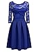 Miusol Women's Vintage Floral Lace 2/3 Sleeve Cocktail Party Dress X-Large, Bright Blue, X-Large