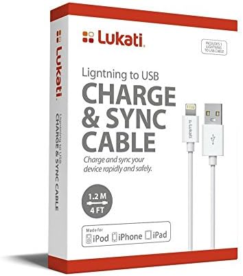 Lukati Lightning to USB Cell Phone Charger And Data Sync Cable, 4ft Long. Made For All The Apple Lightning Devices 100% Guaranteed.