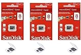 SanDisk Lot of 3 8GB MicroSD SDHC Class 4 TF Memory