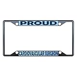 Sign Destination Metal Insert License Plate Frame Proud Cardiovascular Surgeon Career Weatherproof Car Accessories Black 4 Holes Solid Insert Set of 2