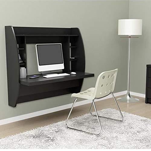 totoshop Computer Table Floating Wall Mount Desk with Storage Shelves Home Office Bedroom