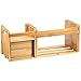 Ollieroo Natural Bamboo Desk Organizer with Extendable Storage for Office and Home, CD Holder Media Rack