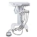 zinnor 4-HOLE Dental Mobile Cart Portable Delivery Therapeutic Apparatus Equipment Movable Cart Unit with 600ML Water Bottle, Saliva Ejector, 3-way Air/Water Syringe, High and Low speed Handpiece Tube