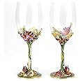 Bestbling Dragonfly Enamel Handcraft Artisan Painted Wine Glass Gift, Set of 2