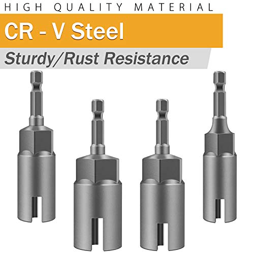 VIGRUE 4PCS Deep Power Wing Nut Driver, Slot Hurricane Wingnut Drill Bit Socket, Wrenches Tools Set 4 Sizes for Panel Nuts Screws Eye C Hook Bolt, 1/4" Hex Shank