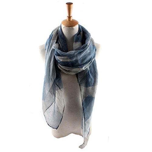 Sothread Womens Fashion Bali Yarn Lattice Pattern Scarf Long Soft Shawl Wrap 180x90cm (Blue)