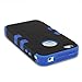 iPhone 4S Case, iPhone 4 Case, SQdeal 3in1 Rubber + Plastic High Impact Hybrid Hard Case Protective Cover for iphone 4 4s, with Earphone Touch Stylus Pen and Front/Back Screen Protector (Black/Blue)