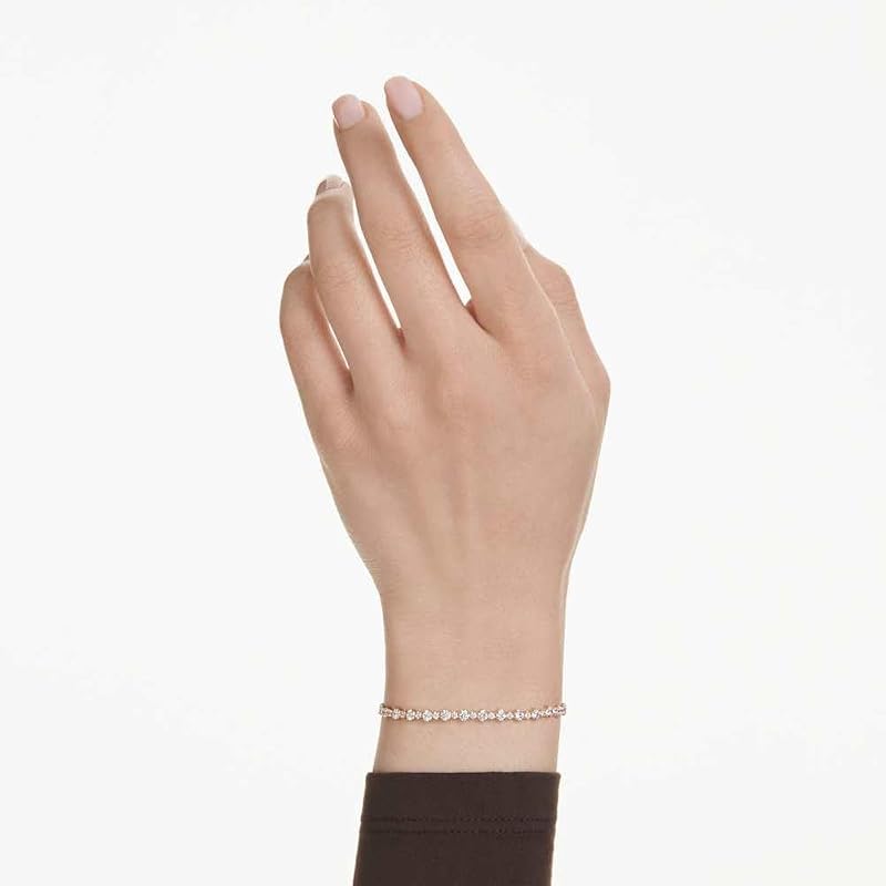 Matrix Tennis Armband, Vergoldetes Cupchain-Armband mit Weißen Kristallen und Kugelschiebeverschluss, Armbandlänge: 12-24 cm, Armbandbreite: 0.2 cm