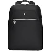 Victorinox Victoria Signature Compact Laptop Backpack - Black | Elegant 13 inch computer bag with removable clutch pouch, hidden security pocket and stretch water bottle holder