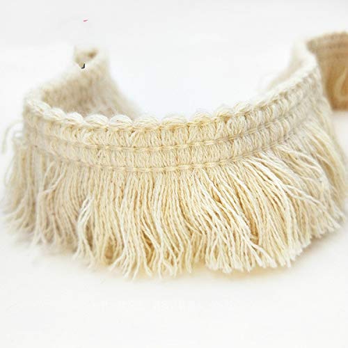 Yalulu 5 Yards Beige Cotton Tassel Fringe Trim Sewing Edging Trimming