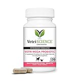 VetriScience Laboratories - Vetri Mega Probiotic, Digestive Relief with Probiotics and Prebiotics for Dogs and Cats, Easy to Give Capsules (120 Count)