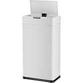 AthLike Sensor Trash Can, Touchless Motion Sensor Trash Bin | Smart Automatic Garbage Can with Soft-Close Lid, Bag Retainer Ring and Display Light, for Kitchen, Office (White, 16 Gal)