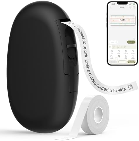 E10 Etiquetadora Bluetooth con Etiquetas Adhesivas Continuas, Negro