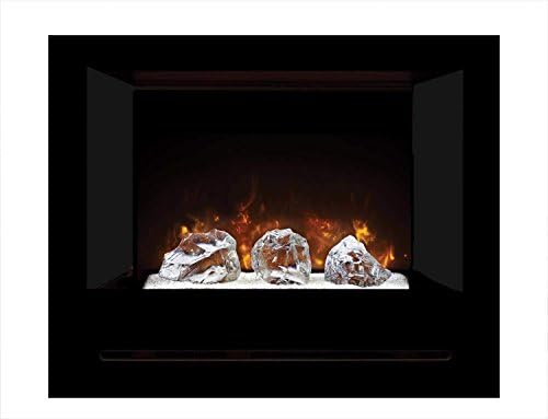 Modern Flames Home Fire Series Electric Fireplace with Glass Set and Black Glass Side Panels, 36-Inch