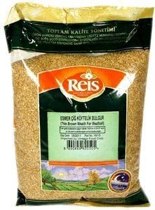 Reis Brown Extra Fine Bulgur, Wheat Berries, Bulgur Wheat for Salads & Tabouleh, Turkish Grocery Foods, High Fiber & Protein Cereal, Whole Grain Bag, Non-GMO, Vegan, Halal, 2.2 Lb (1000g)