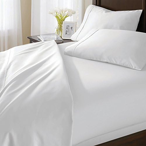 Prince Bedding Solid White Queen Size 4 Piece Bed Sheet Set 700 Thread Count 100% Egyptian Cotton 18 Inch Deep Pocket Sateen Weave Premium Quality Bedding Set by Prince Bedding