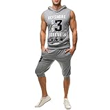 Mens Summer Outfit,Tronet Men's Summer Leisure Fashion Printing Sleeveless Hoodie Vest Shorts Sports Sets