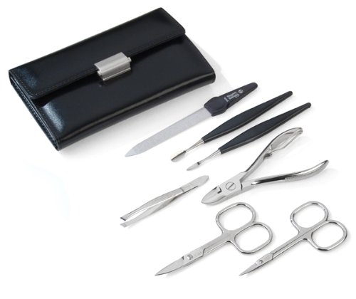 Women's Manicure Set in Black Leather Case. Made by Niegeloh in Solingen, Germany - Thumbnail 4