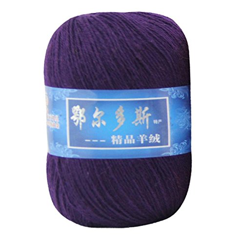 FTXJ 1PC 43.3" Roll Thin Cashmere Thread Knitting and Crochet Yarn Skeins (Dark Purple) - Thumbnail 2
