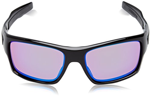 Oakley Men's Turbine Polarized Rectangular Sunglasses, Polished Black & Prizm Deep Water, 65 mm