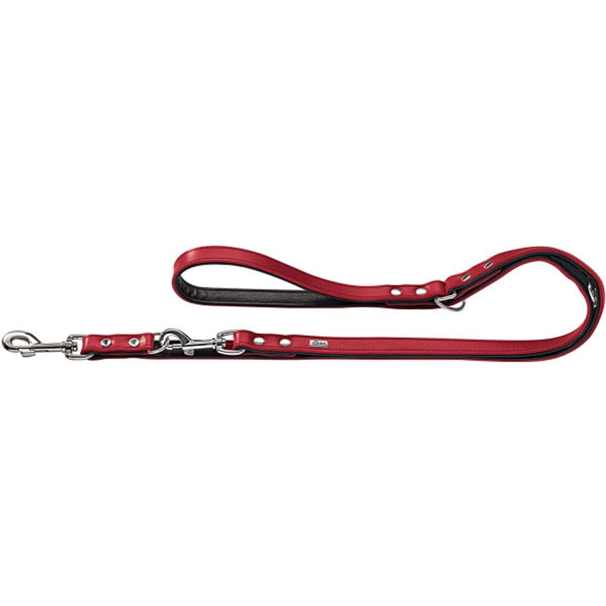 HUNTER Nickel-Plated Split-Leather Basic Training Lead Rope, 18 x 200 cm, Large, Red/Nappa Black