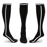 KKUP2U Compression Socks, Medical 20-30 mmHg Graduated Compression for Flight, Athletics, Travel, Nurses, Running - Boost Stamina, Circulation & Recovery - Black Gray L