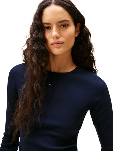 Damen 2er Pack Langarmshirts Slim Essential Rib Rundhalsausschnitt, Mehrfarbig (Ecru/Dark Night Navy), XXL