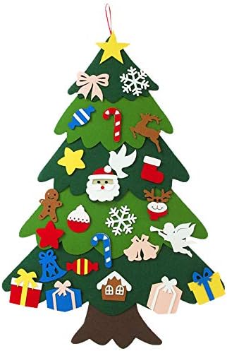 WOMHOPE Felt Christmas Tree for Kids DIY Countdown Calendar Door Wall Decorations with Detachable Ornaments Xmas Gifts…