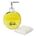Tri-Coastal Design Decorative 2-in-1 Ceramic Lemon Shaped Kitchen Bathroom Sink Countertop Space-Saver Refillable Soap Pump Dispenser and Sponge Caddy Holder