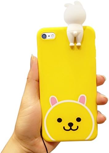 Sunroyal Super Cute Fashion Funny Sweet Sleeping Cat/Bears 3D Cartoon Squishy Soft TPU Silicone Bumper Protective Back Phone Cover Case for iPhone 6/iPhone 6S 4.7 inches-Yellow/Lightweight