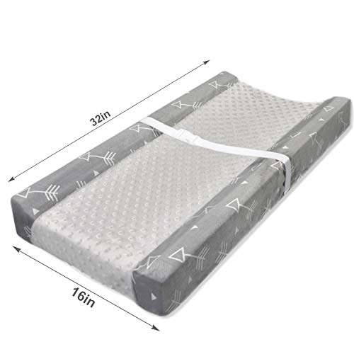 BORITAR Stretchy Changing Pad Covers with Dot Design, Ultra Soft Minky Fabric Changing Table Sheets for Unisex Infants, Grey Little Arrow Print