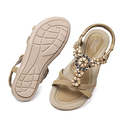 SHIBEVER Sandals Women Flats Sandals Dressy Summer Cute Comfortable