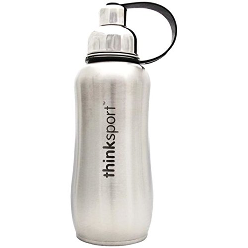 Thinksport Stainless Steel Sports Bottle, Silver (17 Ounce)