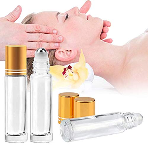 image for Essential Oil Roller Bottles, KAMOTA 24 Pack 10 ml Clear Glass Roller 