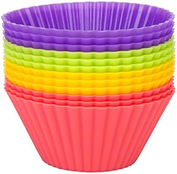 Crazy Egg Reusable Silicone Baking Cups Muffin Molds (12, 4 colors)