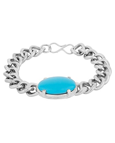 JDX Blue Stone Metal Chain Bracelet For Men