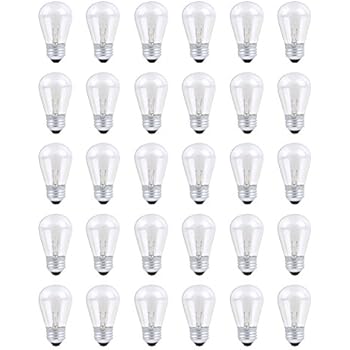 30 Pack S14 Outdoor String Light Bulbs Set, 120V 11W Clear Outdoor Patio Vintage Light Shatterproof Bulbs