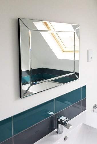 MirrorOutlet Bathroom Single Edge Venetian Bevelled Wall Mirror 2ft3 x 1ft11, 66 x 56,Frameless,DC010-Bath - Image 3