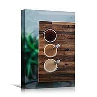 Canvas Wall Art Coffee Platter Coffee Drinks Farmhouse/Country Kitchen Multicolor Photography Urban - 12x18 inches