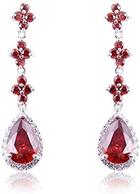 TRUSUPER Silver-Tone Art Deco Teardrop Bridal Dangle Earrings with Cubic Zirconia