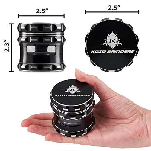 Upgraded Version Best Herb Grinder 2.5 Black Aluminium Kozo Grinders