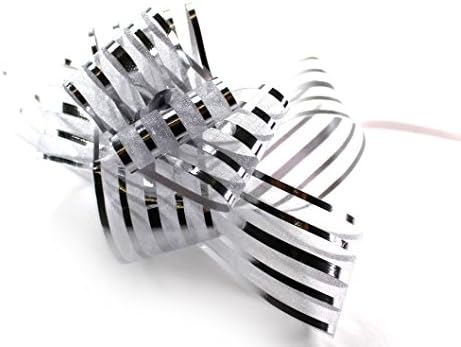 10pc Ribbon Bows Party Wedding Decoration assorted colours Pull Flower Ribbon Gift Decor (Silver)
