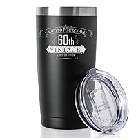 1959 60th Birthday Gifts for Women and Men Tumbler, Party 60th birthday decorations, Best Anniversary Presents Ideas Him Her Husband Wife Mom Dad, 20oz Stainless Steel Tumbler (Black, 60th)
