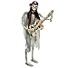 Halloween Haunters Life-Size Animated Standing Skeleton Zombie Man Guitar Bass Player Musician Rock Band Prop Decoration - Thick Rubber Latex Rocking Strumming Music