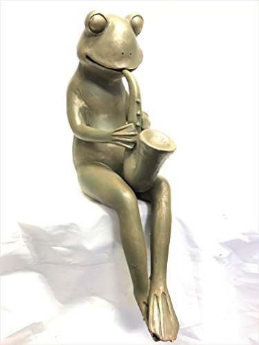 Continental Art Center CAC14620B Polyresin Frog Playing a Saxophone Garden Statue