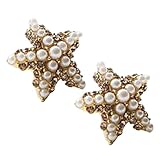 Yazilind Jewelry Korean Style Pentagram With Full Pearl Craystal Stud Earrings for Women Gift Idea