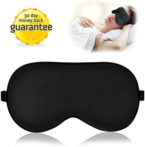 Silk Sleep or Eye Mask, Mulberry Silk Eye Shades for Sleeping with Adjustable Strap, Sleeping Mask for Migraine Travel Nap Dry Eyes Black